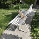 White metal Garden Bench and wooden slats 1970