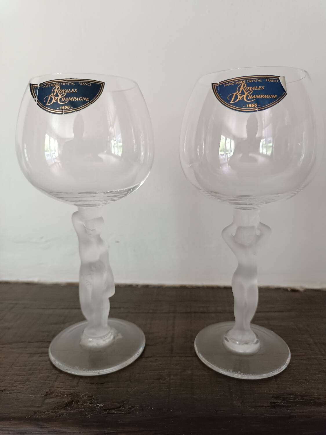 2 verres à eau en cristal de Royales de Champagne - Vénus et Bacchus