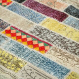 Tapis patchwork oriental contemporain 166 cm x 233 cm multicolore patchwork fait à la main