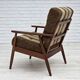 1970s, Danish armchair, teak wood, furniture wool fabric.
