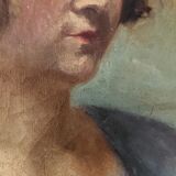 Oil on canvas portrait, vintage, bohemian countryside decoration.