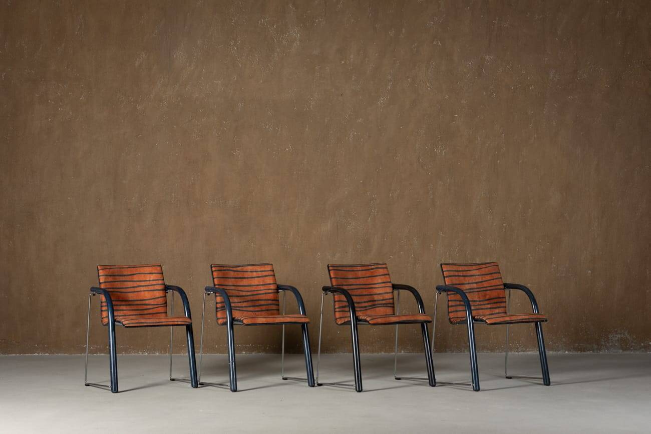 Vintage A 320 Armchair by Wulf Schneider & Ulrich Boehme for Thonet 1980s in Polarity Velvet (set of 3)