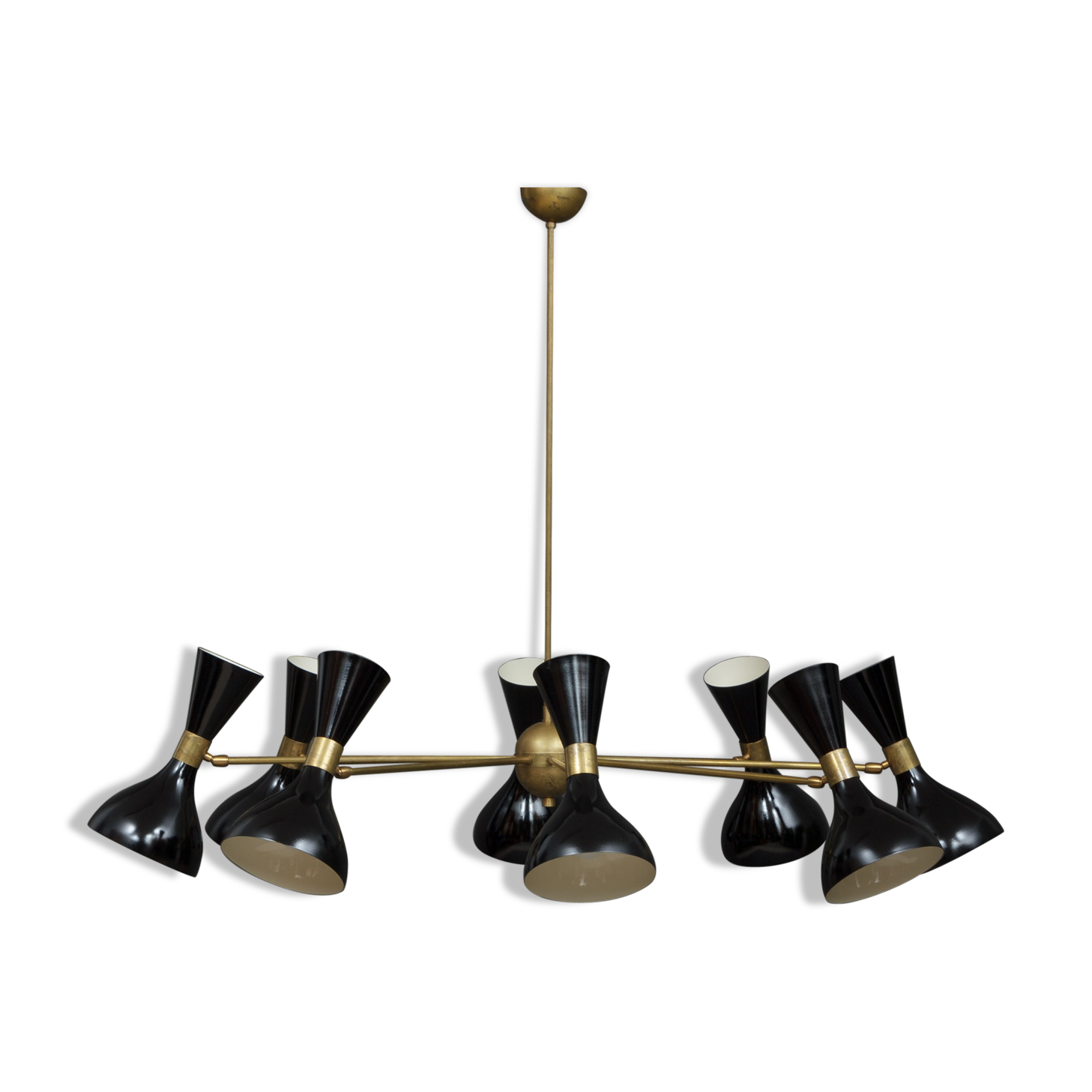 Italian chandelier with black diabolo shades
