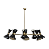 Italian chandelier with black diabolo shades