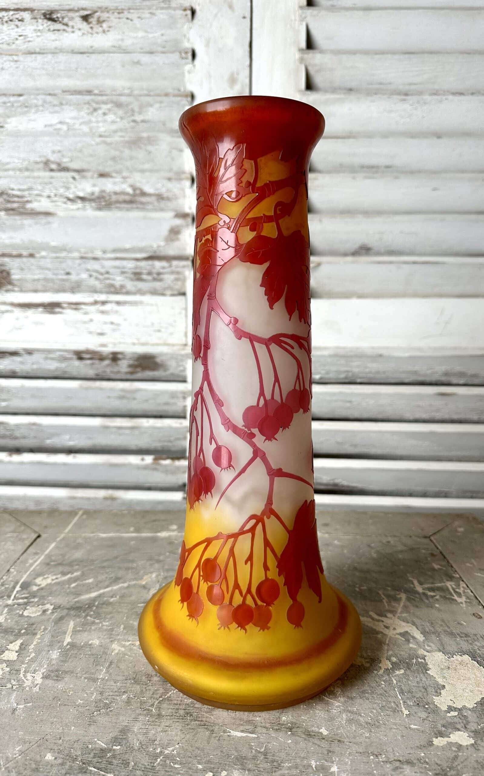 Gallé Art Nouveau vase with currants