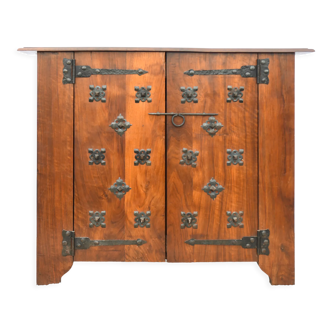 Sideboard 2 doors in wood and wrought iron
