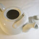 Large white ceramic teapot