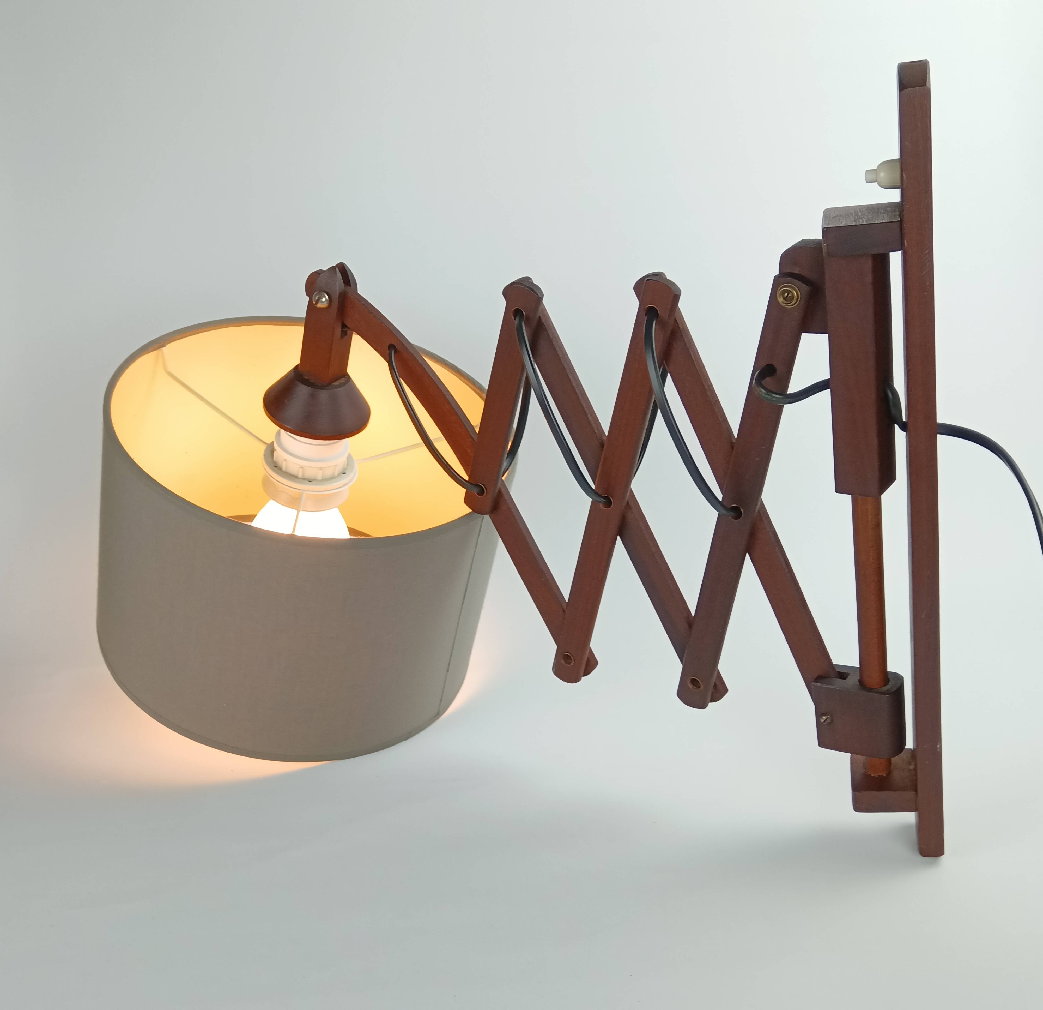 Scandinavian teak accordion lamp from the 1960s.
