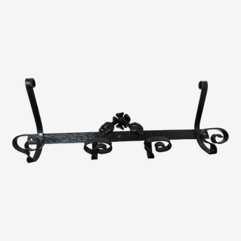 Black hammered wrought iron coat rack Art Deco 30s 40s