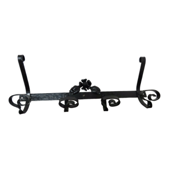 Black hammered wrought iron coat rack Art Deco 30s 40s