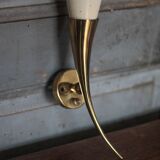 Pair of brass and perforated metal wall lights, wall sconce, decorative