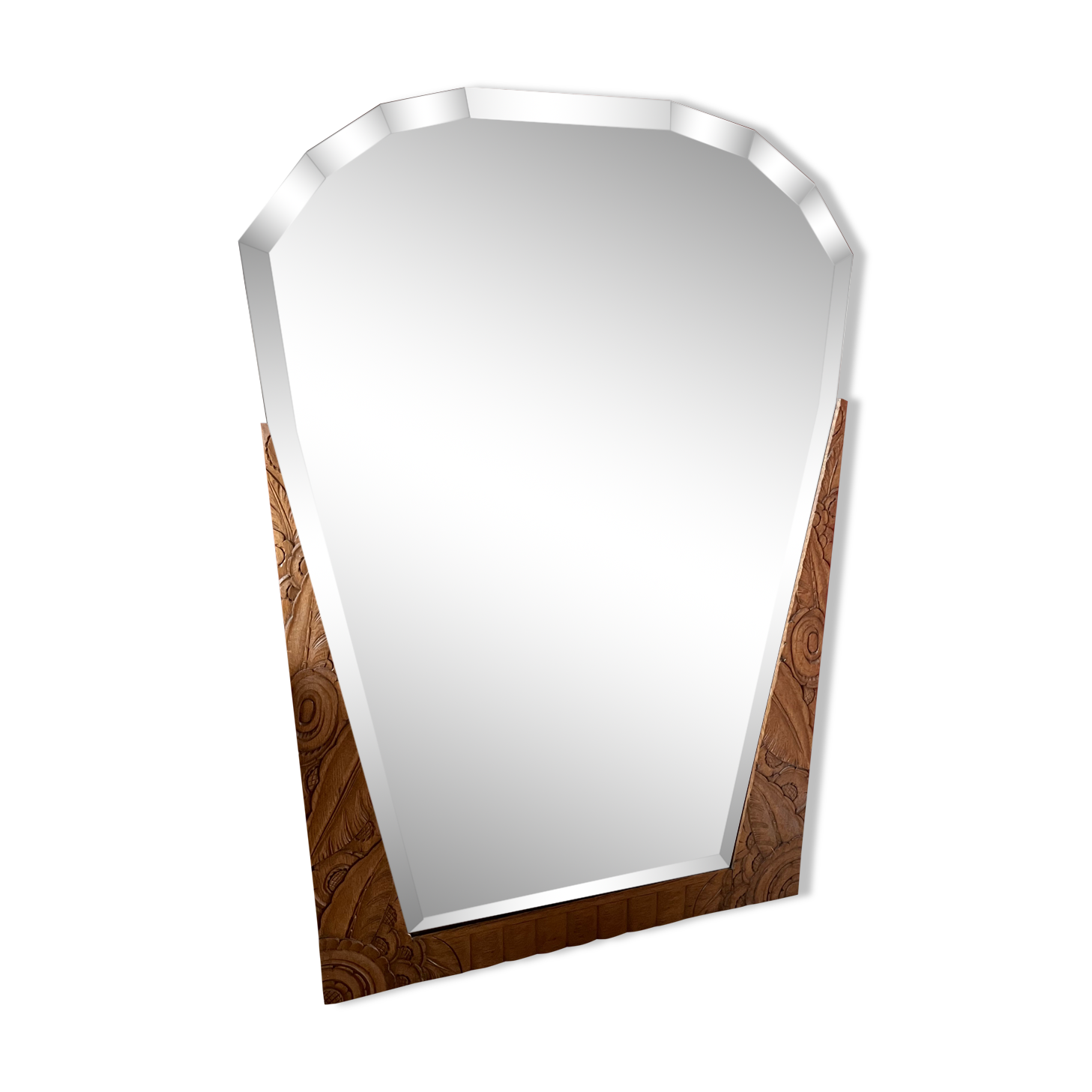 Wood beveled mirror