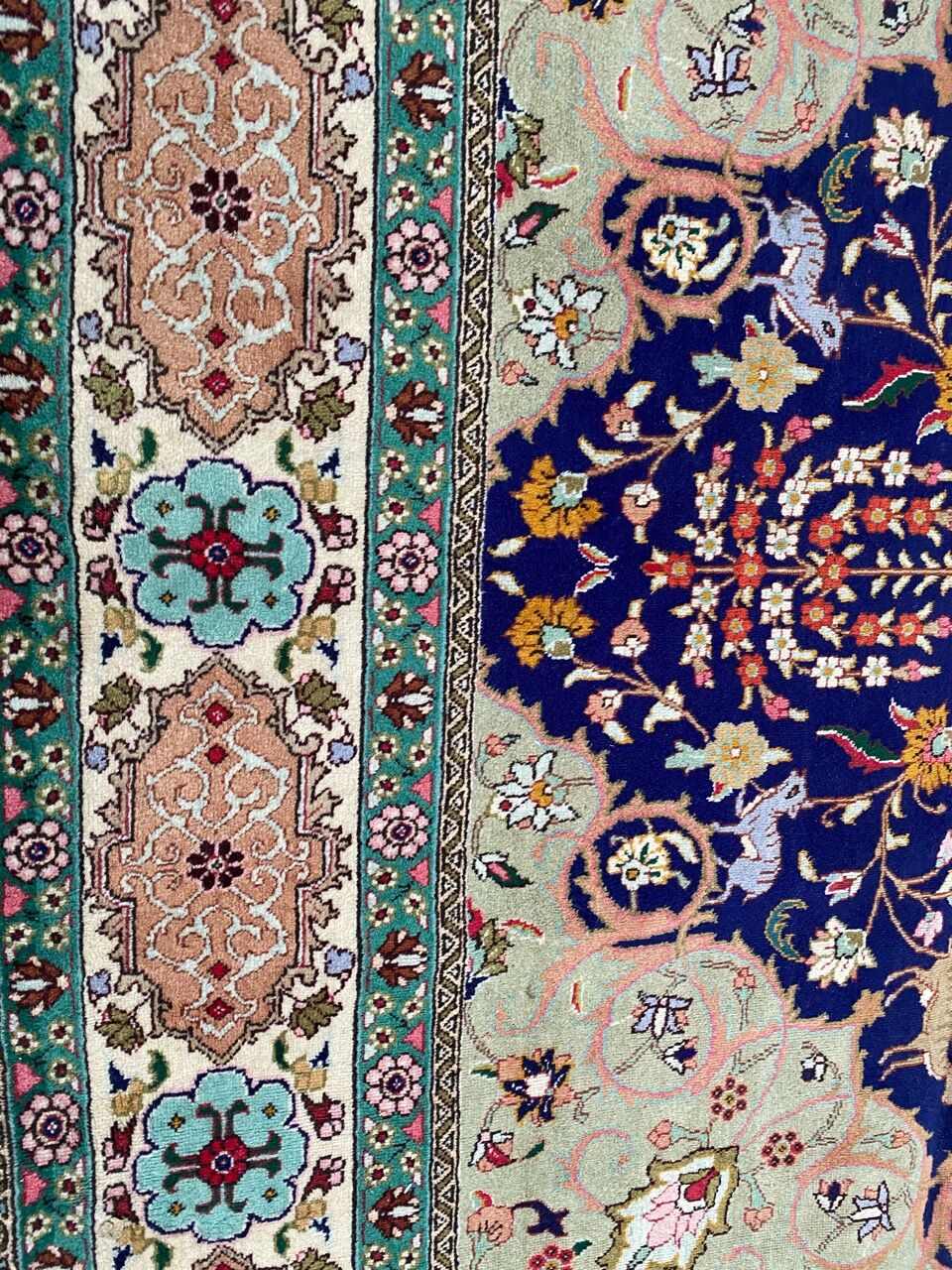 Large handmade Persian vintage Tabriz rug 300x395 cm