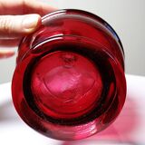 Small carafe, glass/crystal, antique ruby glass, engraved, 19th-20th century.