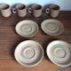 4 stoneware coffee cups