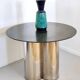 Postmodern Steel Dining Table with a Round Green Marble Top, Italy