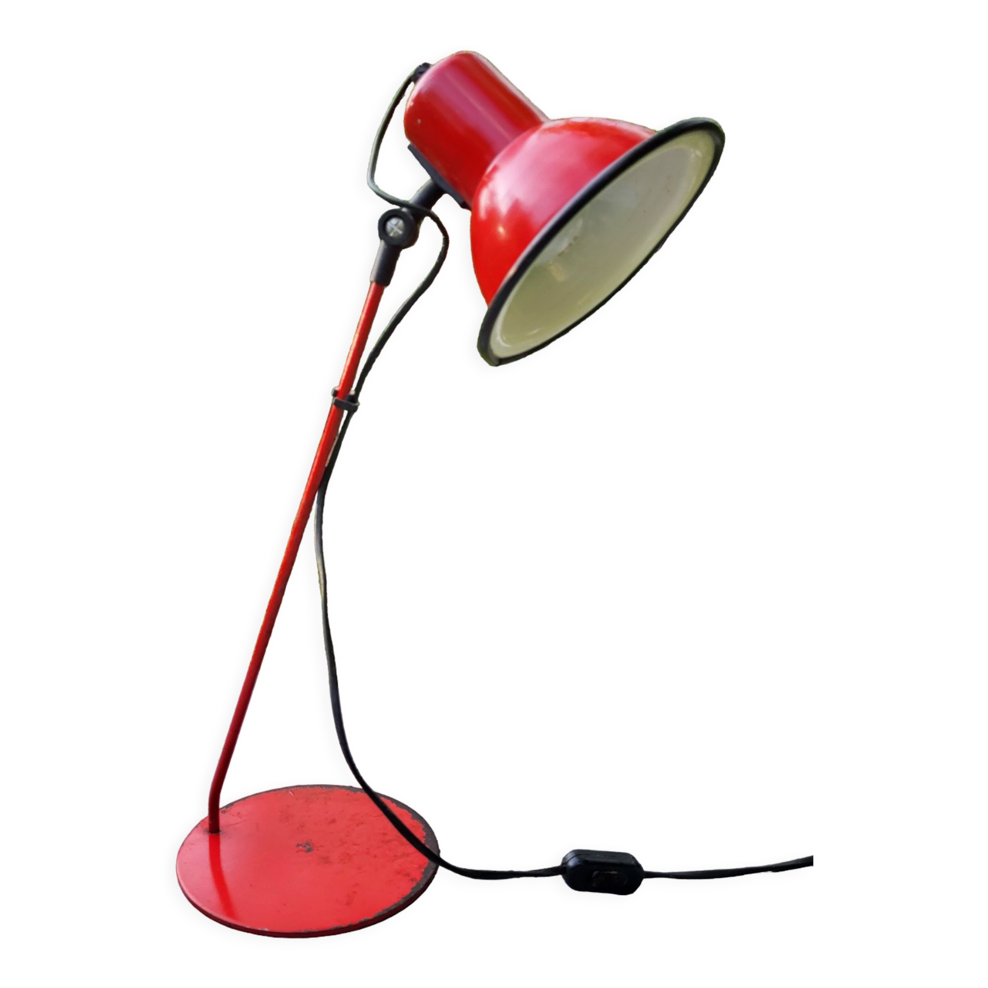 Desk lamp vintage red lacquered metal