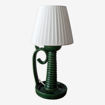 Lampe à poser en céramique émaillée verte 1950/1960