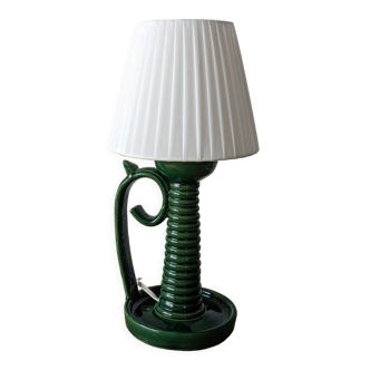 Lampe à poser en céramique émaillée verte 1950/1960