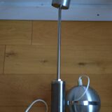 Pair of 70s space age eye ball chandeliers in brushed aluminum