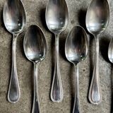 6 Ercuis silver-plated metal soup spoons with pearl decoration