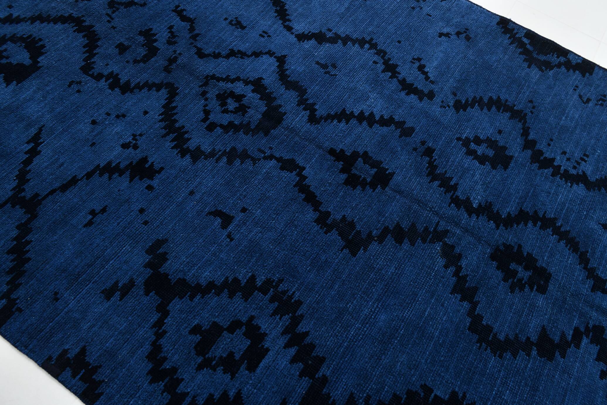 7x10 Navy Blue & Black Turkish Kilim Rug, 204x296Cm