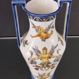 Gien earthenware vase with handles