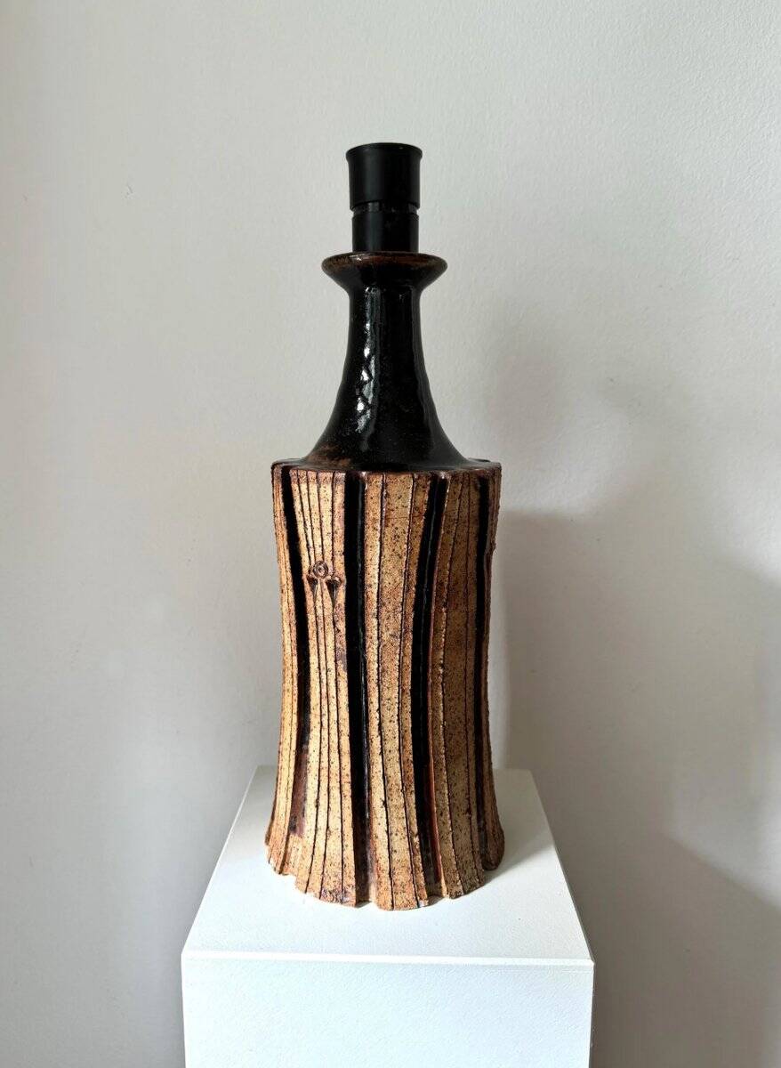 Large brutalist table lamp by Lene Regius, Denmark, 1970s