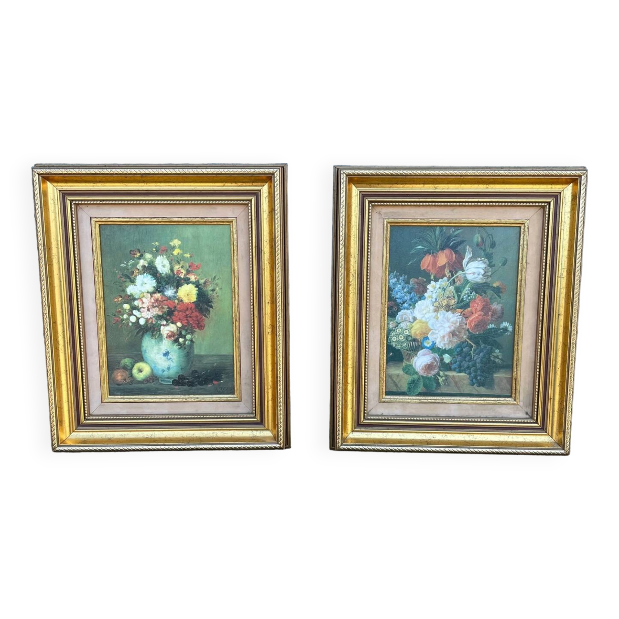 2 Tableaux Bouquet de fleurs en vase signes