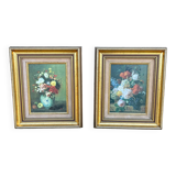 2 Tableaux Bouquet de fleurs en vase signes