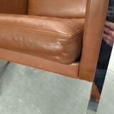 Leather armchair, 1970s, manufacturer Sitag, cognac brown leather.
