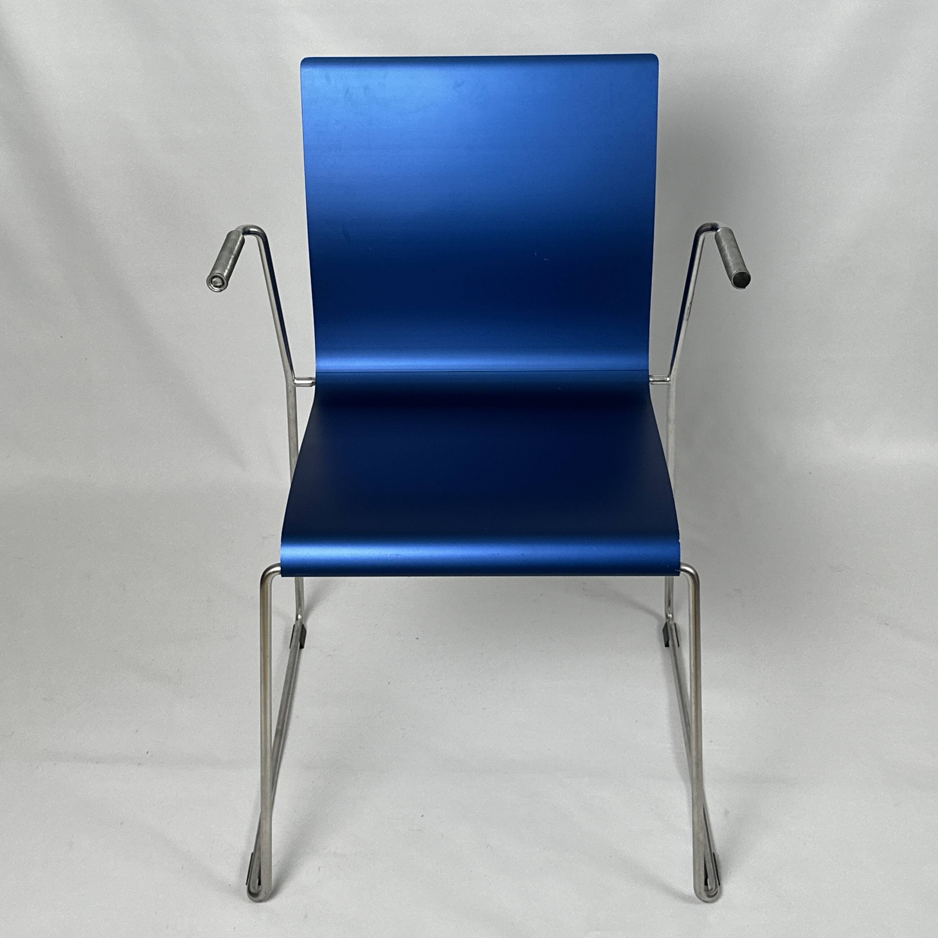 Chaise Blå Station en aluminium bleu et inox, Suède, 2004