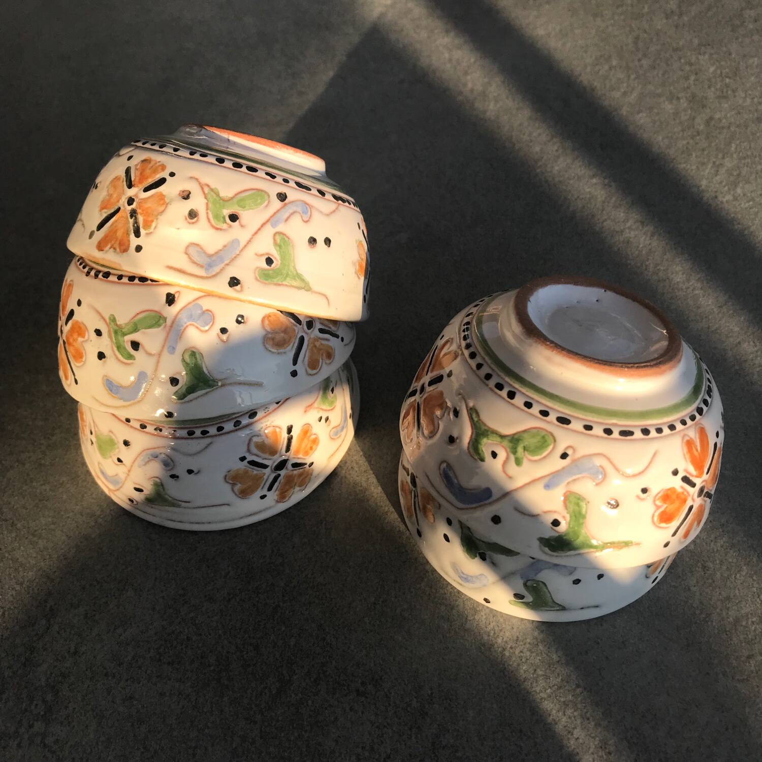 5 small vintage ramekins - glazed ceramic
