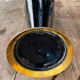 Two large stoneware vases with bronze fittings.