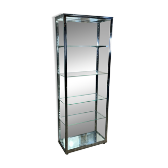 Vitrine toutes faces en verre et chrome époque Art Déco