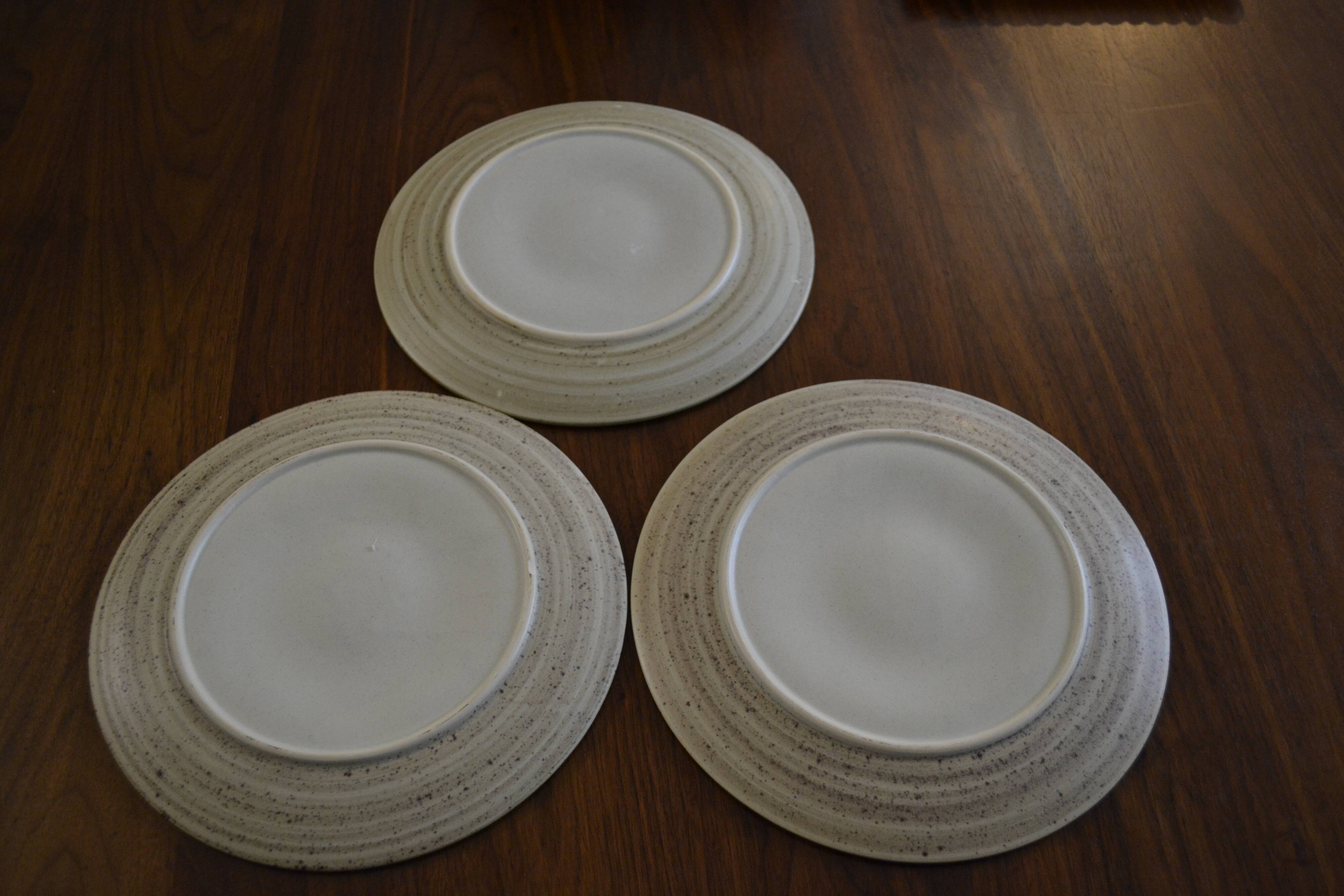 set of 3 stoneware oyster plates