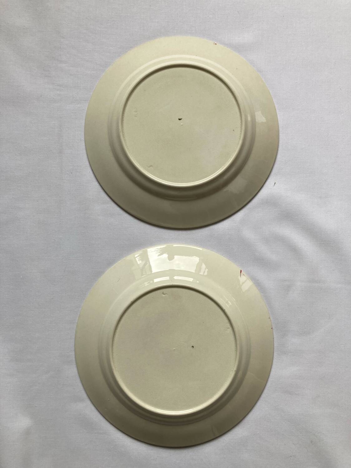 2 Onnaing Terre de Fer plates, Eglantines model, circa 1900