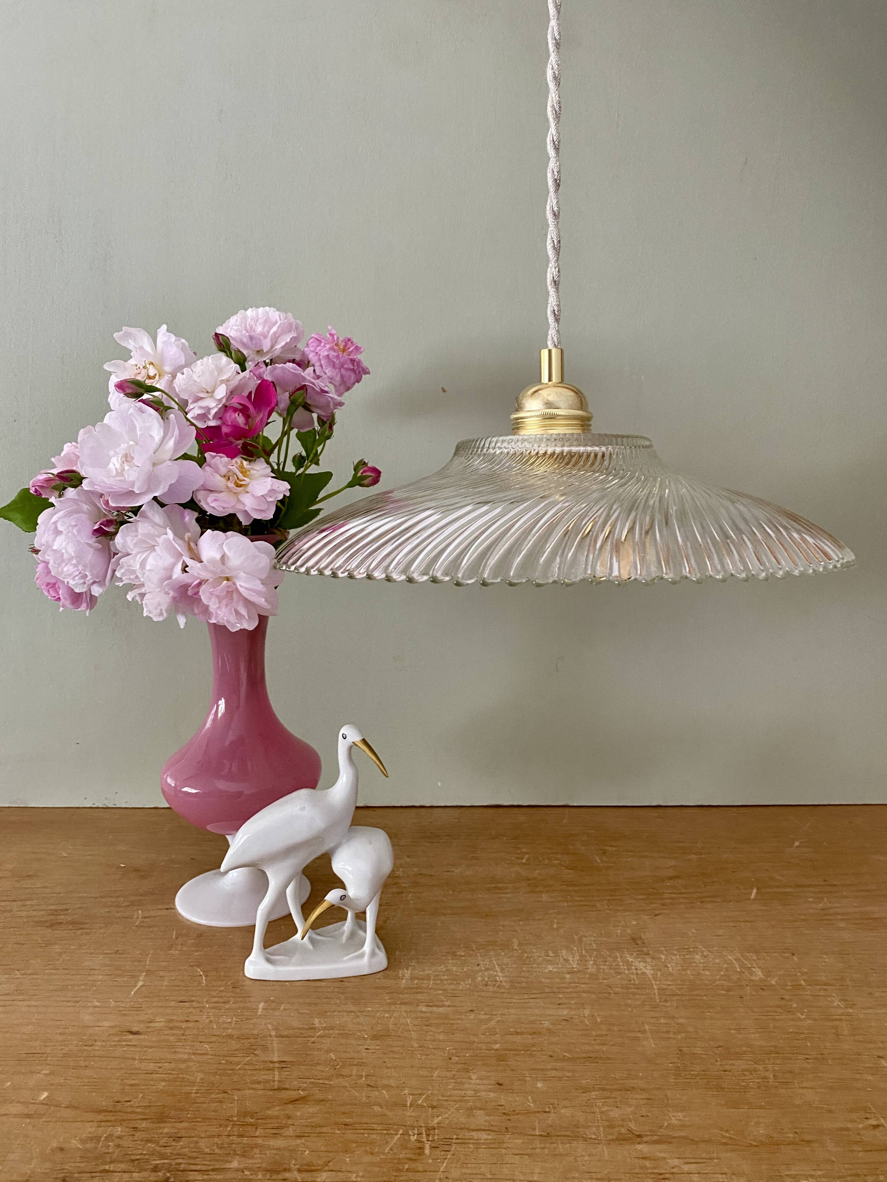 Vintage molded glass lampshade pendant light - tableware collection -