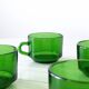 Lot de 5 tasses à café Vereco France vert emeraude translucide TBE vintage