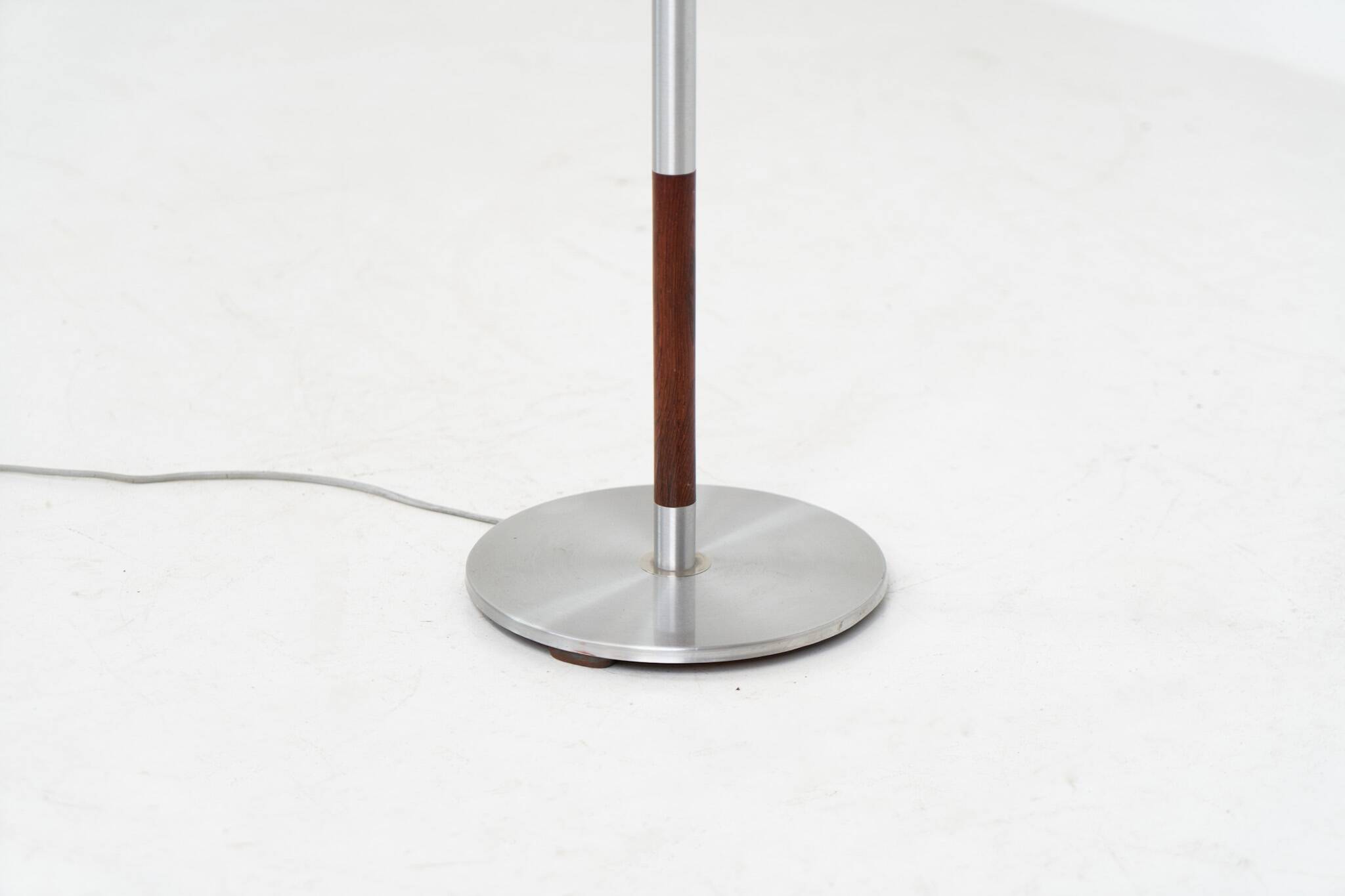 Rosewood & aluminium floor lamp