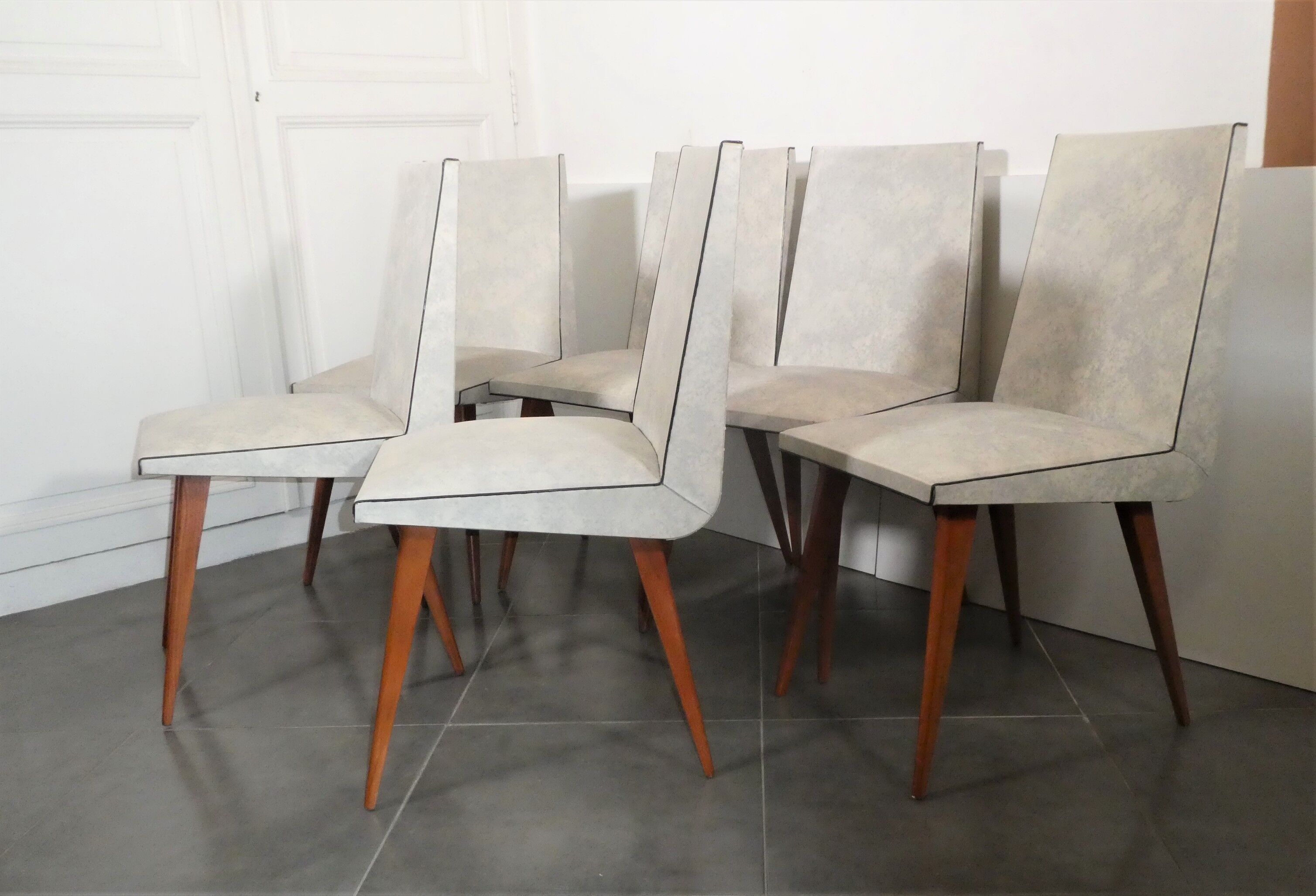 6 skaï chairs 1960