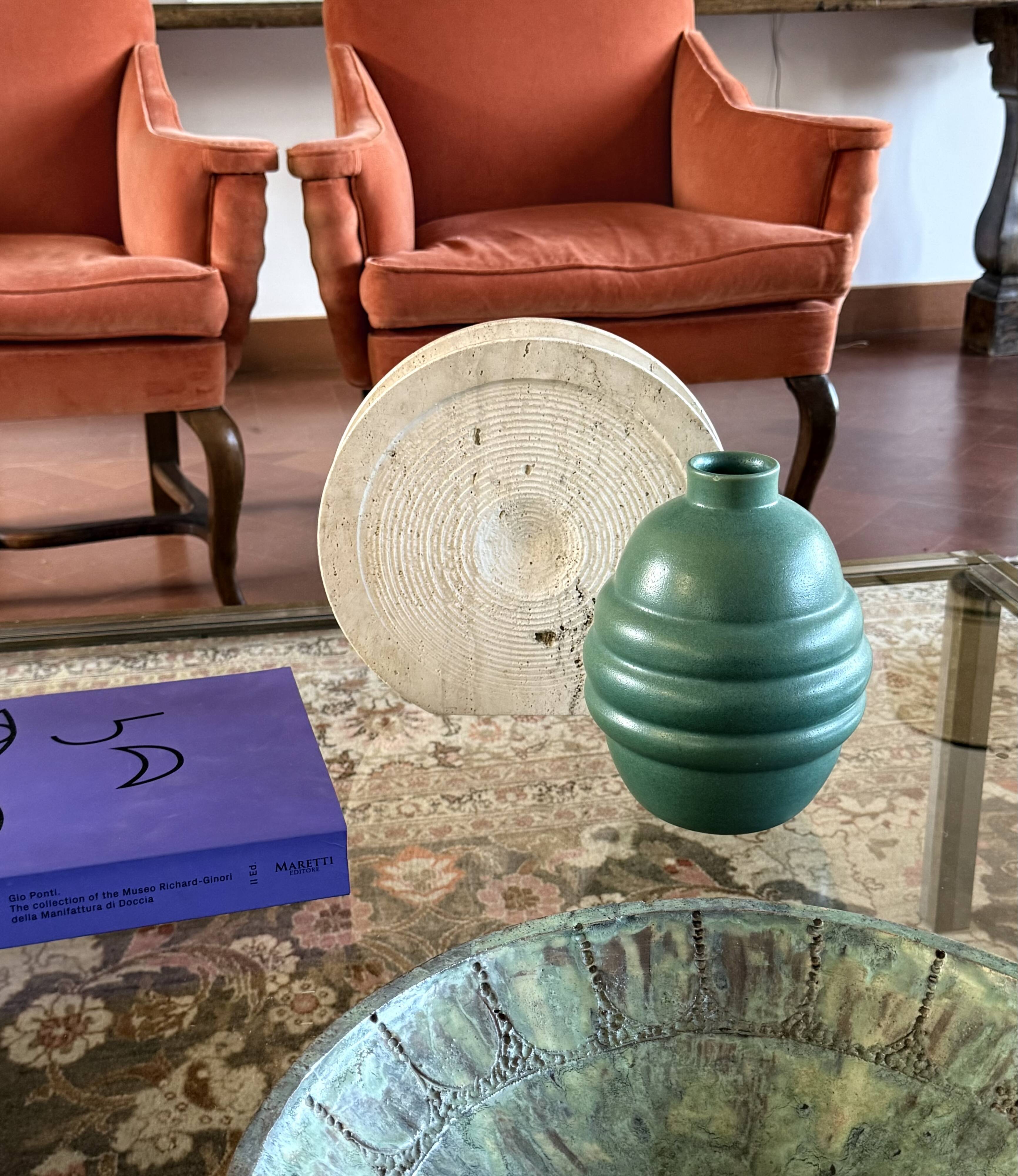 Mid-century modern travertine solifleur vase, Cerri Nestore, Italy, 1970s