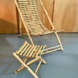 Bamboo deckchair and footrest from the 70s