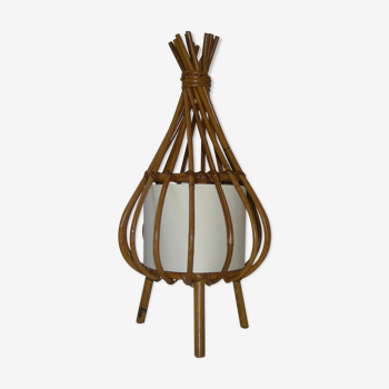 Rattan tripod lamp from the 50s