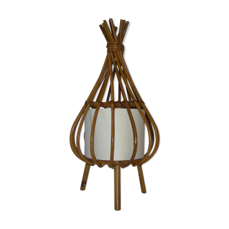 Rattan tripod lamp from the 50s