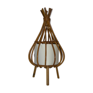 Rattan tripod lamp from the 50s