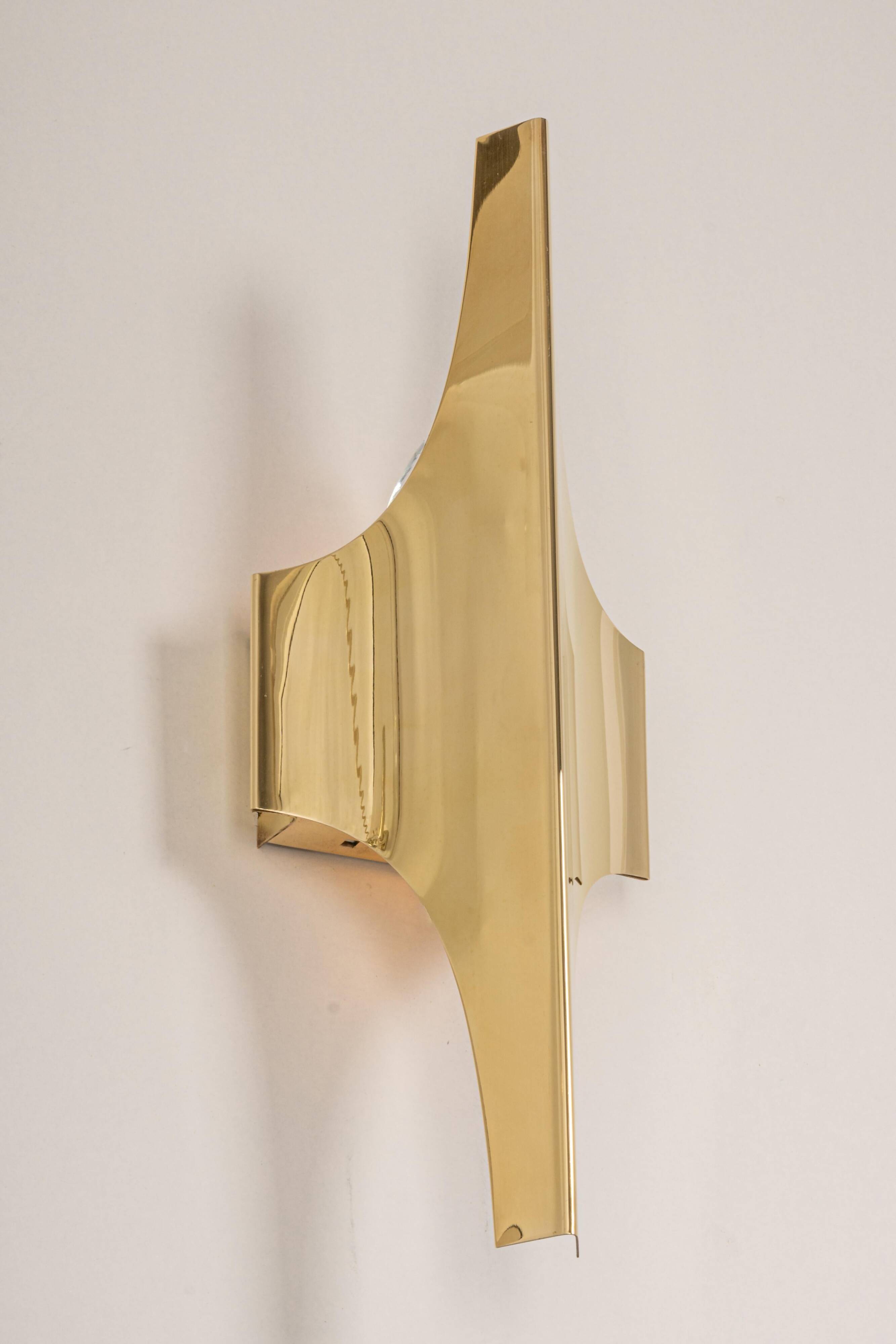 Brass and glass wall sconces by Doria, Germany, 1970s
