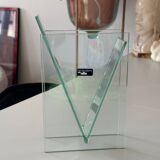 Vase design sculptural en verre – marque leonardo – style brutaliste /