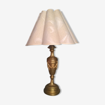 Louis XVI style bougeoir late 19th century gold metal transformed into lamp foot- with embroidered day offal