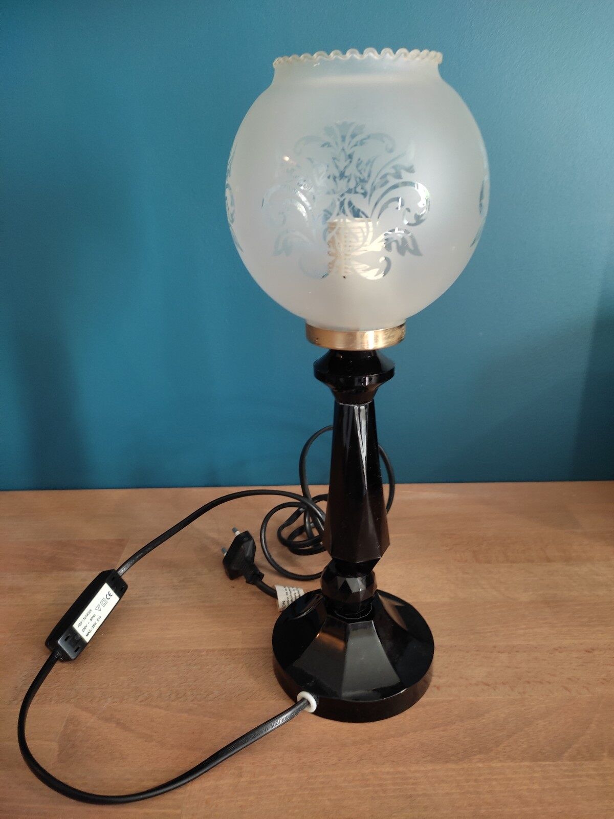 Bedside lamp living room Base black globe glass sandblasted vintage spirit dp 0222f081